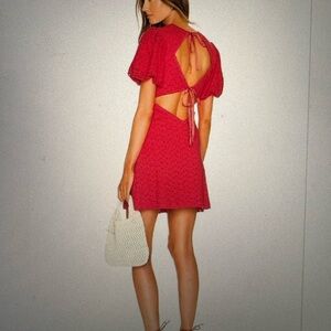 Free People Red Backless Eyelet Mini Dress